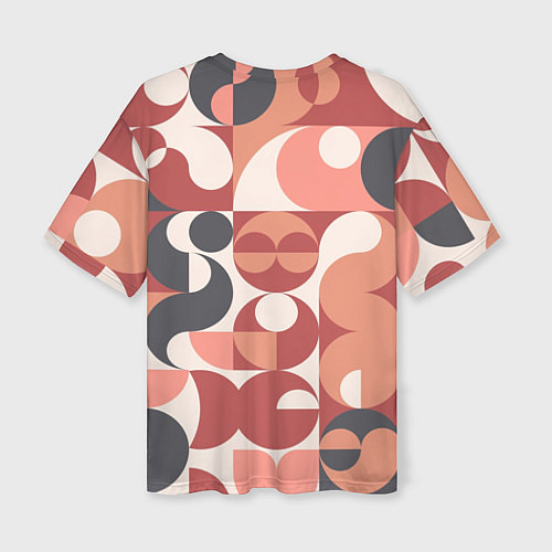 Женская футболка оверсайз Геометрический орнамент оранж / 3D-принт – фото 2