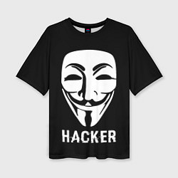 Футболка оверсайз женская HACKER Маска V, цвет: 3D-принт