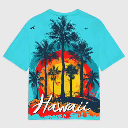 Женская футболка оверсайз Hawaii Солнце, Пальмы / 3D-принт – фото 2