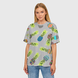 Футболка оверсайз женская Узорные ананасы, цвет: 3D-принт — фото 2
