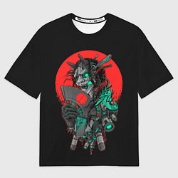 Женская футболка оверсайз Меха Демон Они