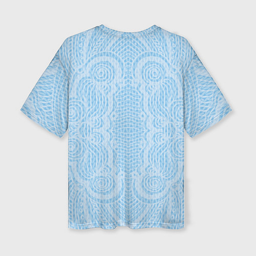 Женская футболка оверсайз Вязаный светлый узор, абстракция Нежный голубой цв / 3D-принт – фото 2