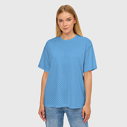 Футболка оверсайз женская Вязаный узор голубого цвета, цвет: 3D-принт — фото 2