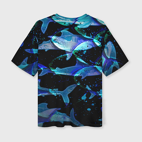 Женская футболка оверсайз На дне морском Акулы / 3D-принт – фото 2