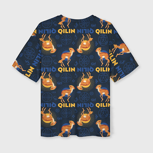 Женская футболка оверсайз Фантастические Твари Qilin паттерн / 3D-принт – фото 2