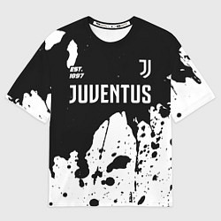 Женская футболка оверсайз ЮВЕНТУС Est 1897 Брызги