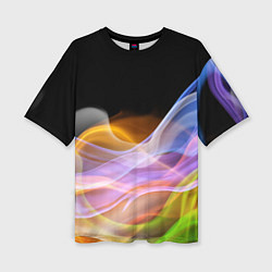 Женская футболка оверсайз Цветной дым Color pattern