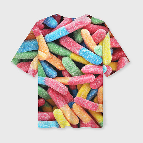 Женская футболка оверсайз Мармеладные червячки / 3D-принт – фото 2