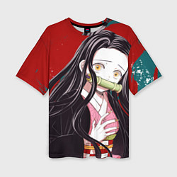 Женская футболка оверсайз Клинок, рассекающий демонов Незуко Камадо