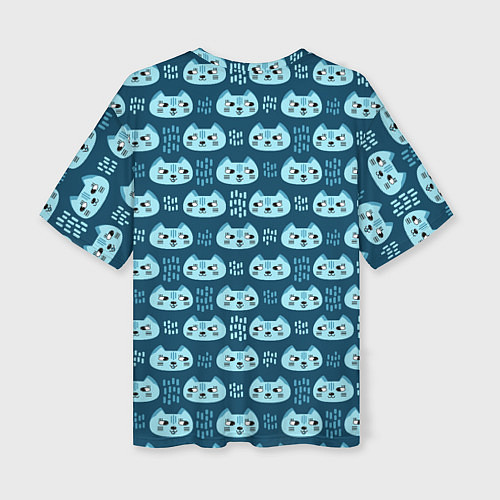 Женская футболка оверсайз Мордочки котов в плоском стиле Паттерн / 3D-принт – фото 2