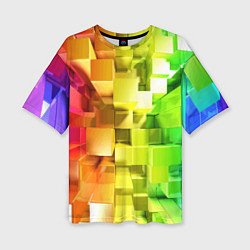 Женская футболка оверсайз Геометрический паттерн 3D Neon