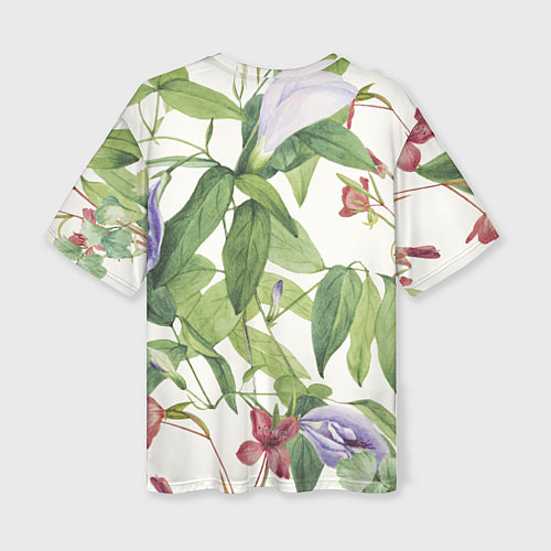 Женская футболка оверсайз Цветы Нежная Листва / 3D-принт – фото 2
