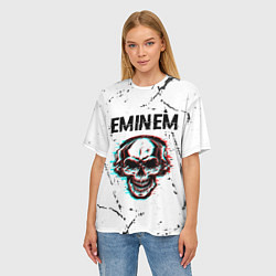 Футболка оверсайз женская Eminem ЧЕРЕП Потертости, цвет: 3D-принт — фото 2