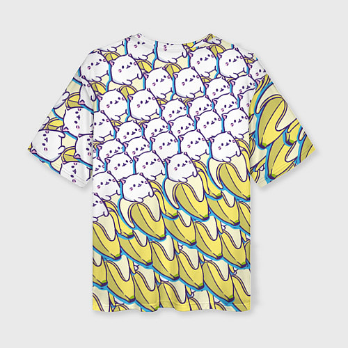 Женская футболка оверсайз Котики и бананы Паттерн Лето / 3D-принт – фото 2