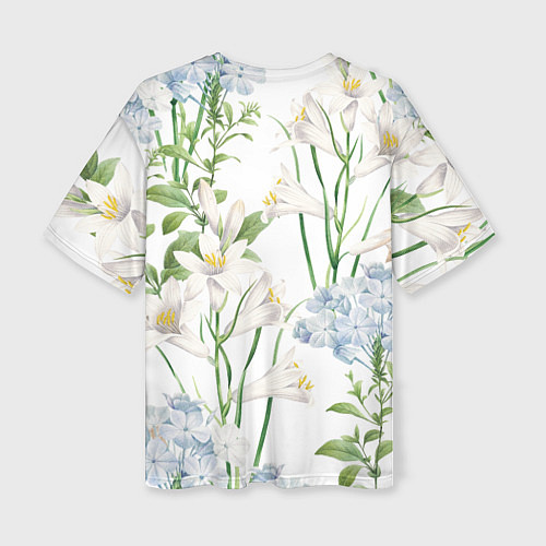 Женская футболка оверсайз Цветы Утонченные и Яркие / 3D-принт – фото 2