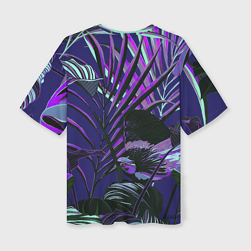 Женская футболка оверсайз Цветы Тропики Ночью / 3D-принт – фото 2