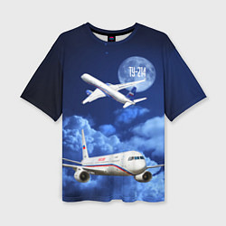 Женская футболка оверсайз Пассажирский самолет Ту-214