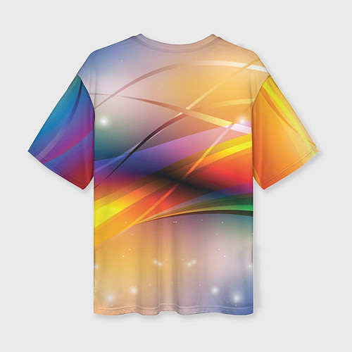 Женская футболка оверсайз Абстрактные линии разных цветов / 3D-принт – фото 2