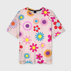 Женская футболка оверсайз Мультяшные цветочки