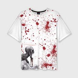 Женская футболка оверсайз Смерти подобно - кричит и кровь изо рта