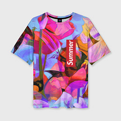 Женская футболка оверсайз Красочный летний цветочный паттерн Summer color pa