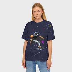 Футболка оверсайз женская Космонавт - скейтбордист, цвет: 3D-принт — фото 2
