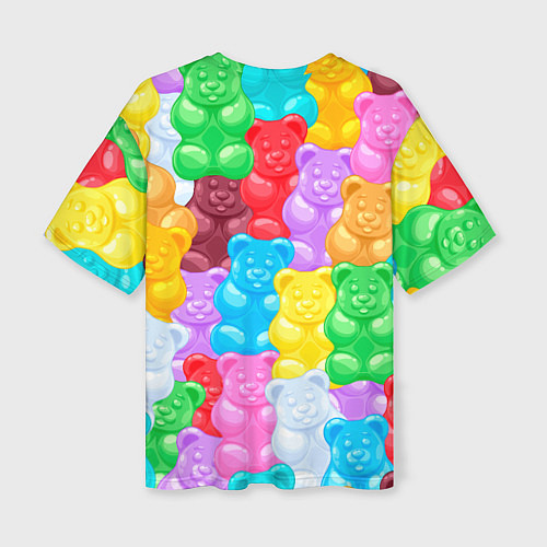 Женская футболка оверсайз Мармеладные мишки разноцветные / 3D-принт – фото 2