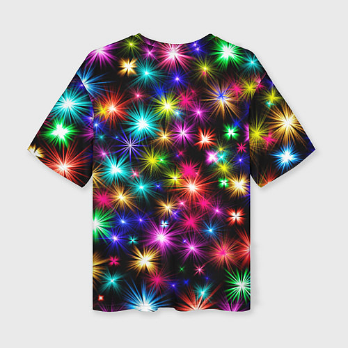 Женская футболка оверсайз ЦВЕТНЫЕ ЗВЕЗДЫ COLORED STARS / 3D-принт – фото 2