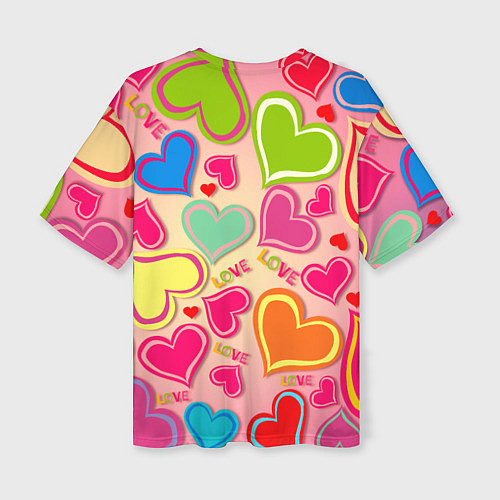 Женская футболка оверсайз ЛЮБОВНЫЕ СЕРДЕЧКИ LOVE HEARTS / 3D-принт – фото 2