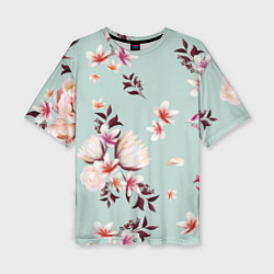 Женская футболка оверсайз Цветы Яркие В Летнем Саду