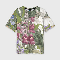 Женская футболка оверсайз Цветы Ностальгический Весенний Узор