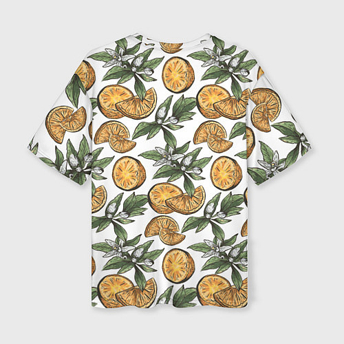 Женская футболка оверсайз Узор из тропических апельсинов / 3D-принт – фото 2