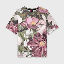 Женская футболка оверсайз Цветы Красивый Цветочный Букет Георгин