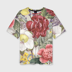 Женская футболка оверсайз Цветы Красочный Садовый Букет