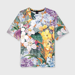 Женская футболка оверсайз Цветы Красочный Лакфиоль