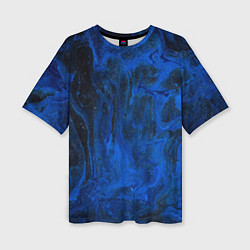 Женская футболка оверсайз Синий абстрактный дым