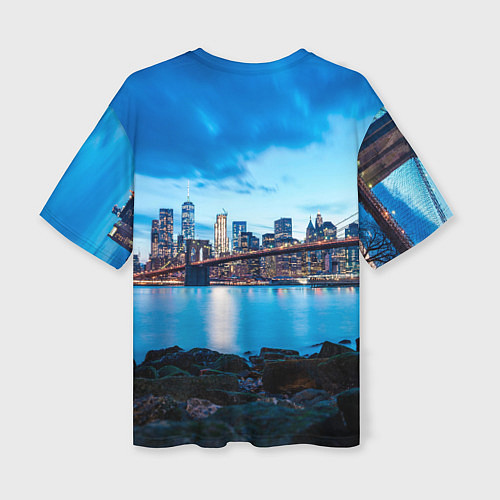 Женская футболка оверсайз Закат в мегаполисе / 3D-принт – фото 2