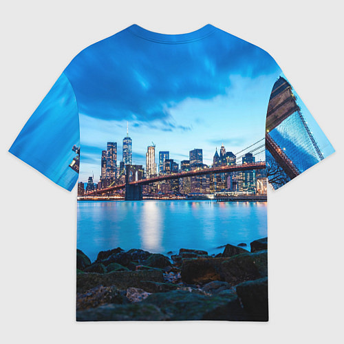 Женская футболка оверсайз Закат в мегаполисе / 3D-принт – фото 2