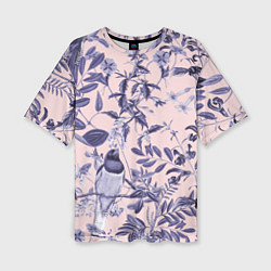 Женская футболка оверсайз Цветы Флизелиновые Тропики