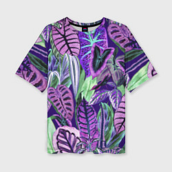 Женская футболка оверсайз Цветы Яркие Тропики