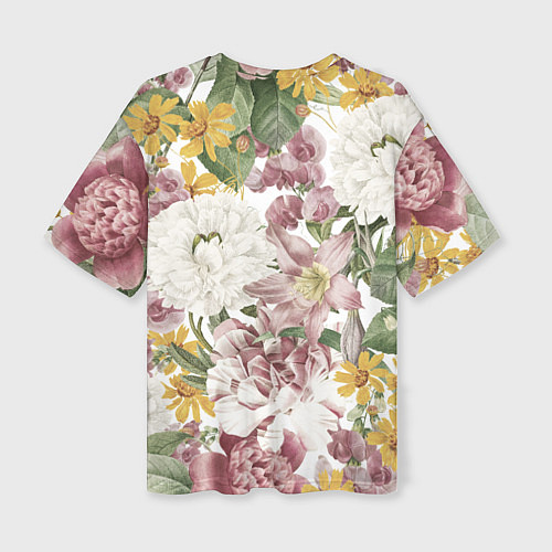 Женская футболка оверсайз Цветы Летний Свадебный Букет / 3D-принт – фото 2