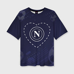 Женская футболка оверсайз Лого Napoli в сердечке на фоне мячей