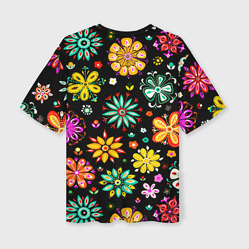 Женская футболка оверсайз MULTICOLORED FLOWERS / 3D-принт – фото 2