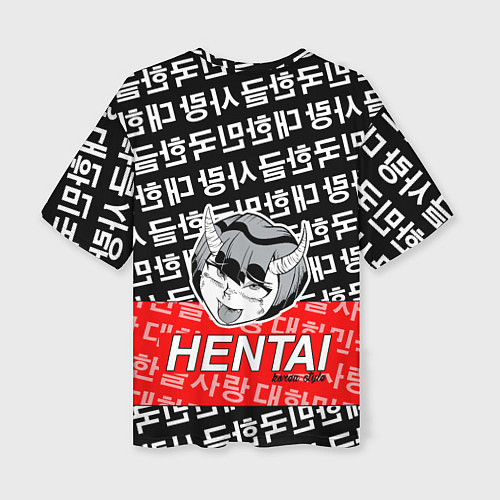 Женская футболка оверсайз HENTAI AHEGAO ХЕНТАЙ АХЭГАО / 3D-принт – фото 2