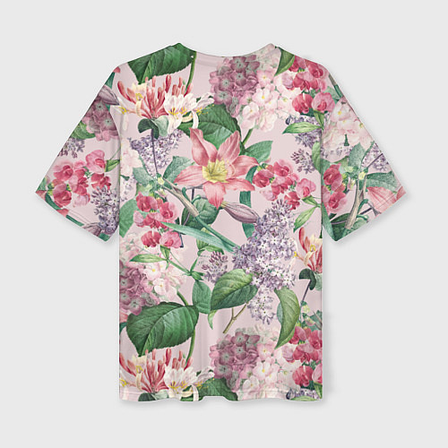 Женская футболка оверсайз Цветы Розовые Лилии и Сирень / 3D-принт – фото 2