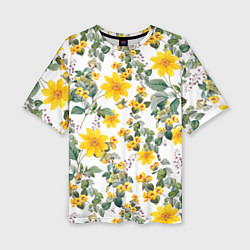 Женская футболка оверсайз Цветы Жёлтого Цвета