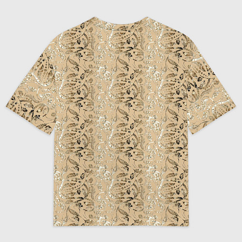 Женская футболка оверсайз Бежевые абстрактные узоры / 3D-принт – фото 2