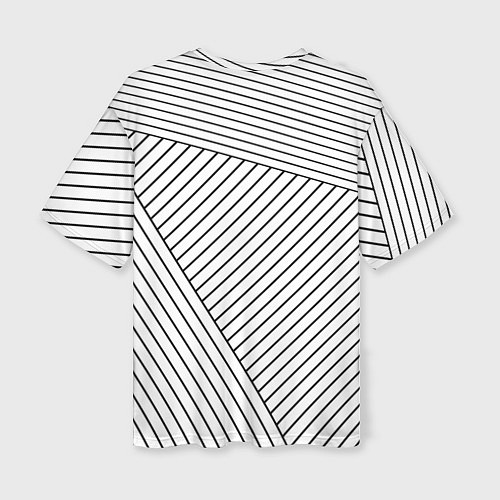 Женская футболка оверсайз Символ Among Us на светлом фоне с полосами / 3D-принт – фото 2