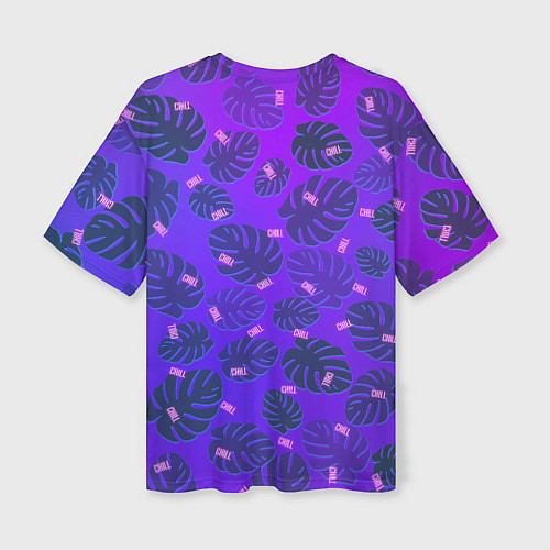 Женская футболка оверсайз Неоновый Chill и пальмовые листья / 3D-принт – фото 2