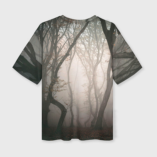 Женская футболка оверсайз Лес Туман / 3D-принт – фото 2